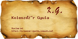 Koleszár Gyula névjegykártya